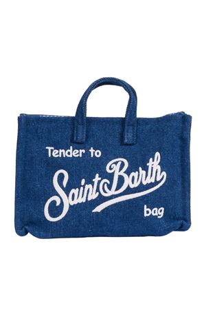 Pouch per smartphone in stile borsa tote in denim blu SAINT BARTH KIDS | PHONE00900436L